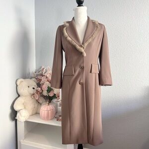 Vintage Rina Rossi Brown Fur Trim Coat